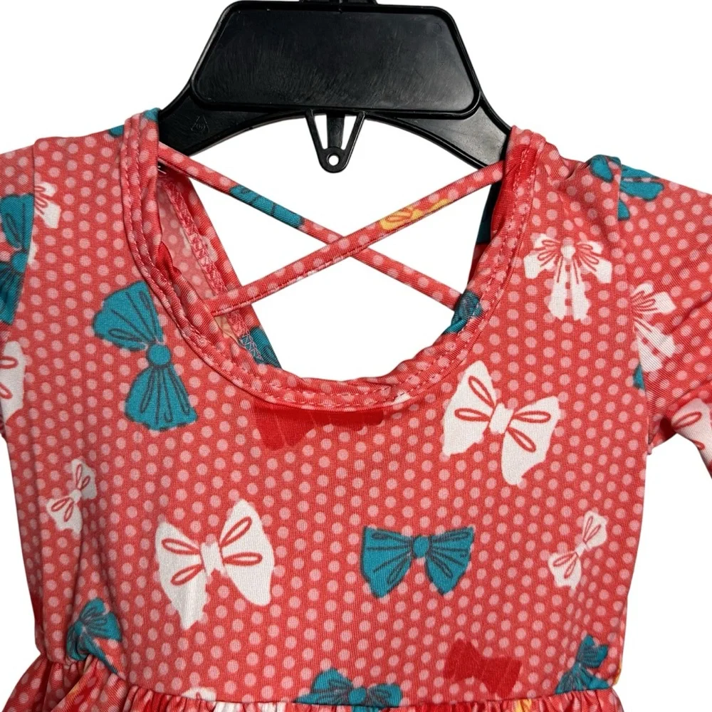 Dot Dot Smile Pink Bounty Of Bows Polka Dots Twirly Skirt Dress Girl 6-12 Month